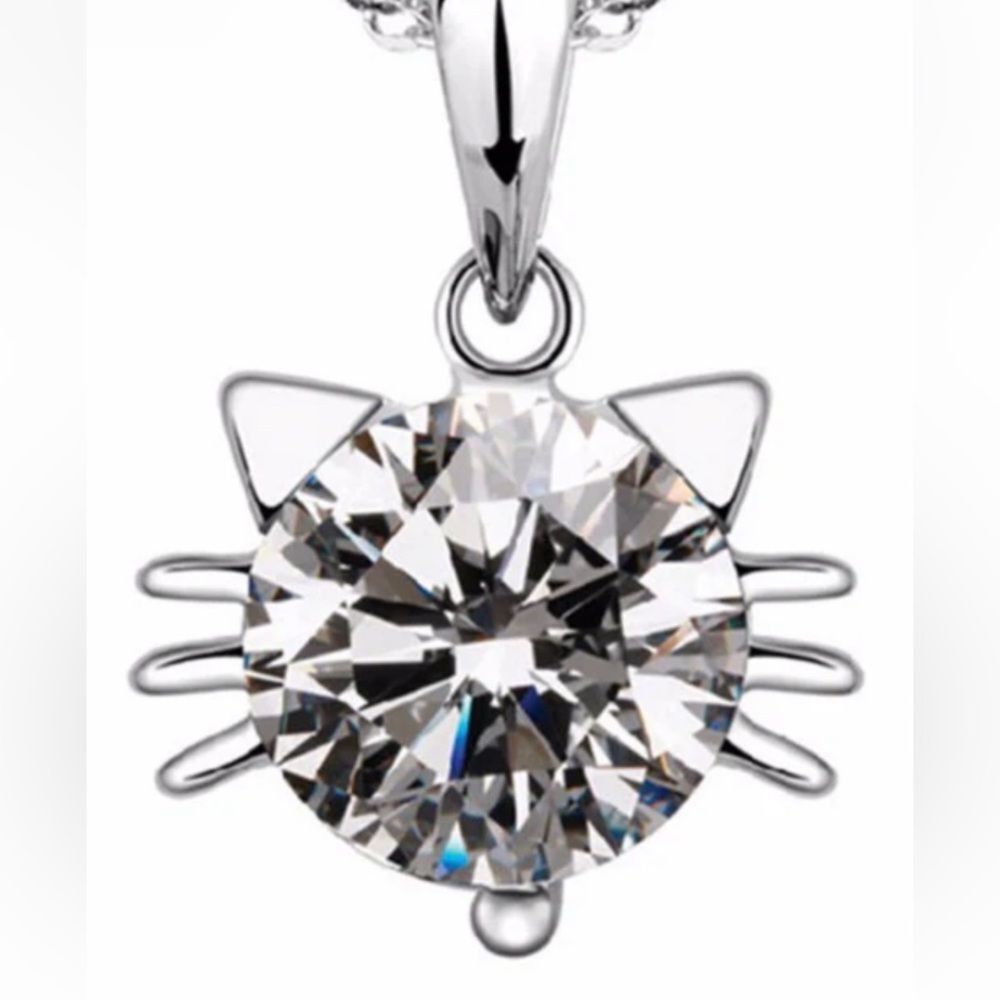 Silver Cat Pendant Necklace